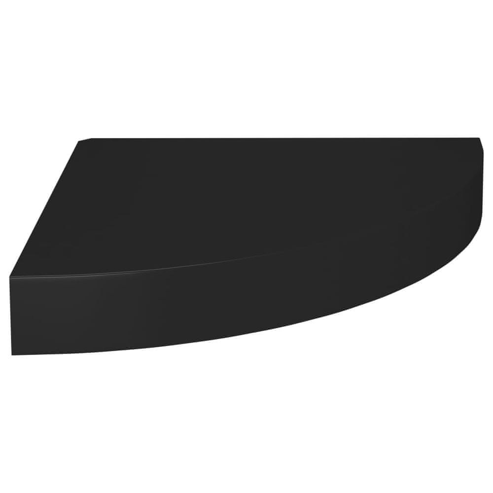 Vidaxl Plávajúca rohová polica, čierna 25x25x3,8 cm, MDF